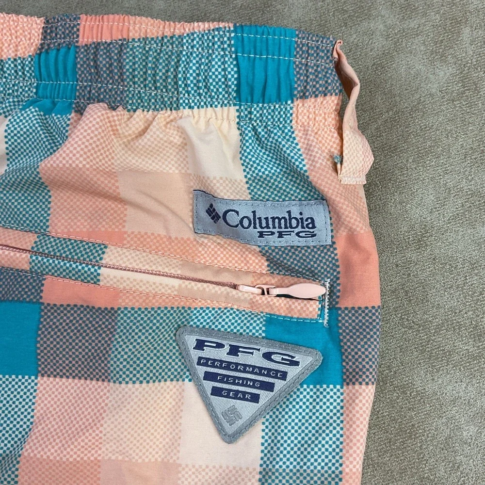 Columbia PFG‎ Super Backcast Mens Large Plaid Swim Board Shorts Mesh Lined 1862